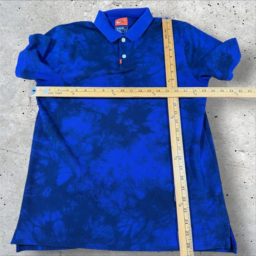 Nike Dri-Fit Polo Shirt Mens Medium Blue Black Tie Dye Golf Short Sleeve M - Picture 9 of 9